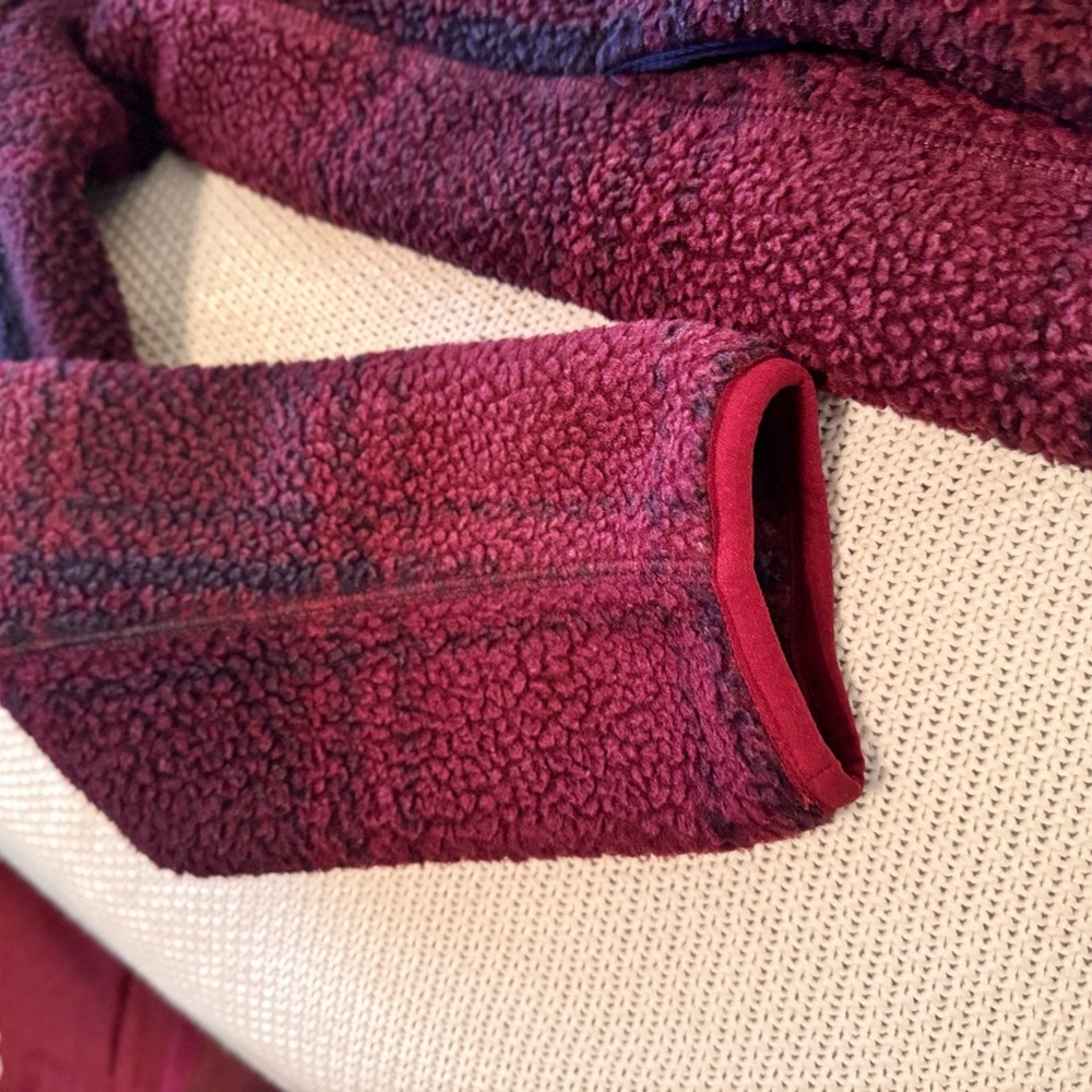 VINEYARD VINES Stillwater Sherpa Hoodie Red Navy Plaid Hooded Fleece Sweatshirt - Picture 7 of 14